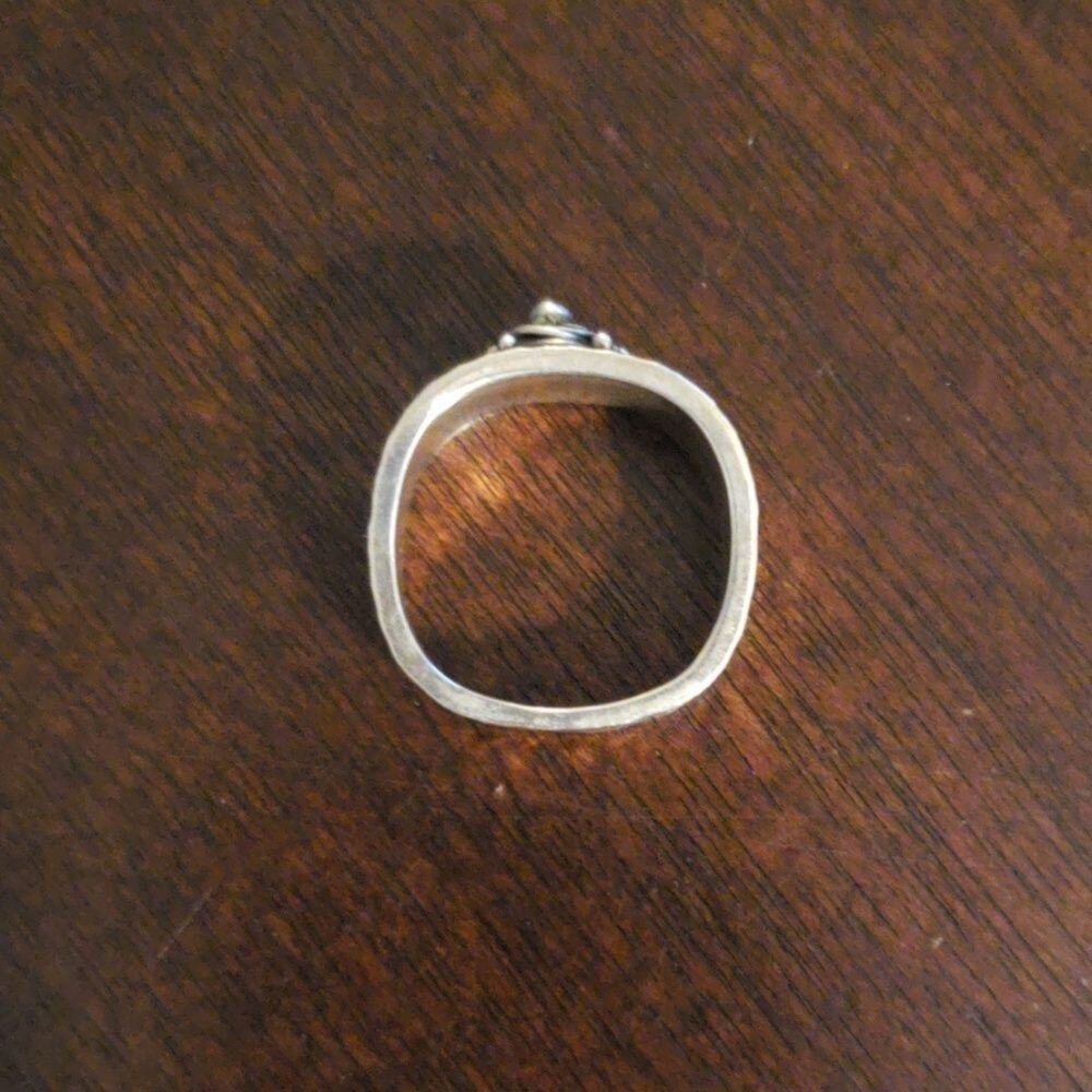 Handmade Argentium Silver Abstract Bird's Nest Square Shank Ring, size 7.75 - Picture 5 of 7